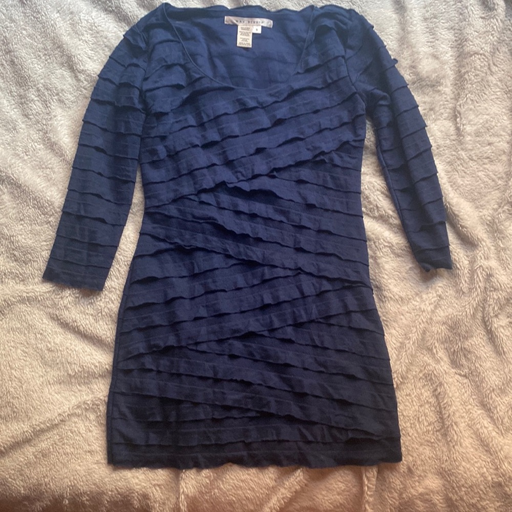 Max studios ruffled blue dress